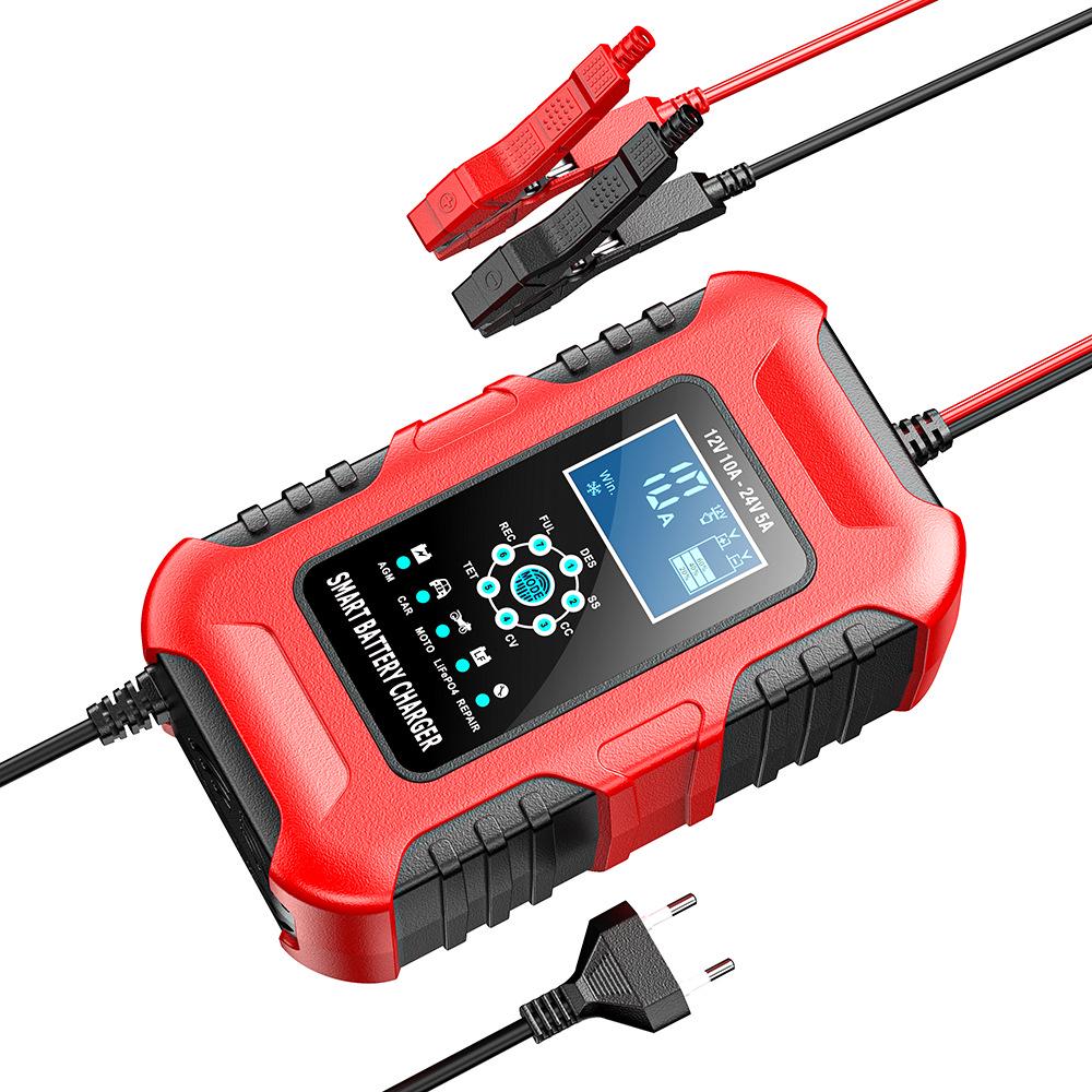 12V/24V 10A Multifunction Smart Charger for Motorcycle, Car & Van Repair
