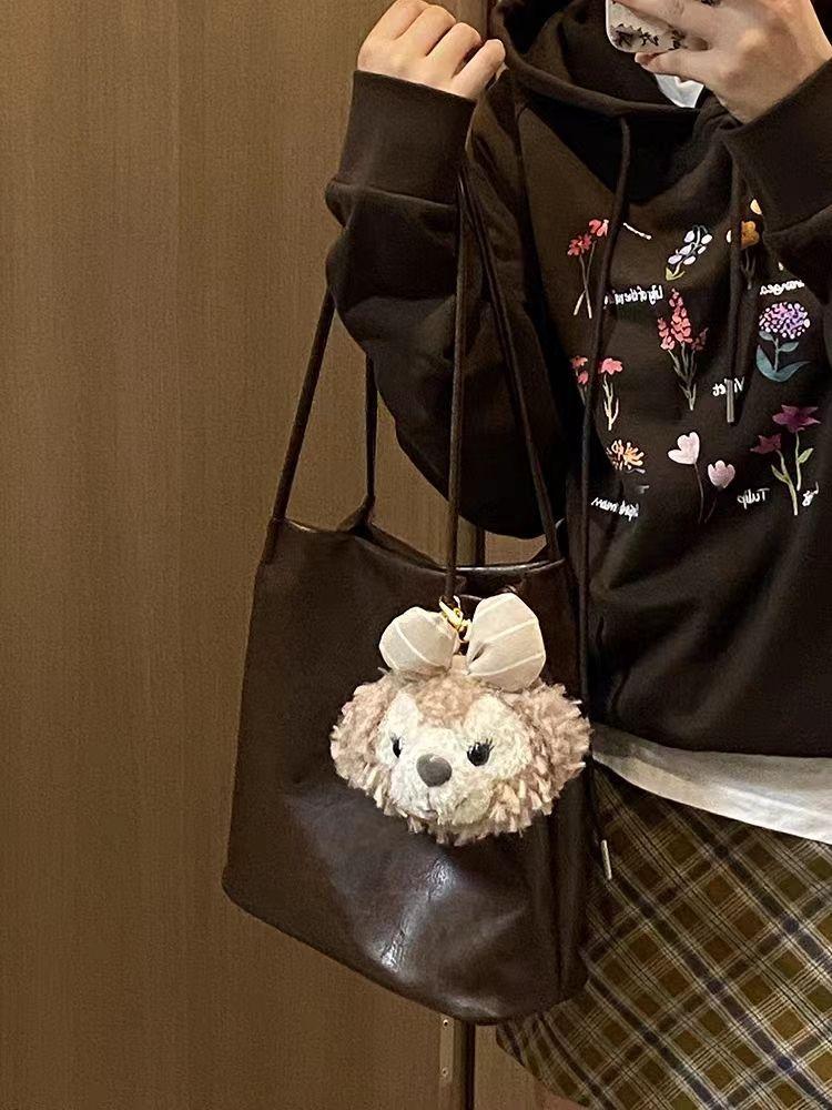 

Простая и универсальная версия сумки женская осенне-зимняя модная сумка большой вместимости сумка через плечо нишевая сумка для поездок на работу женская сумка темно-коричневого