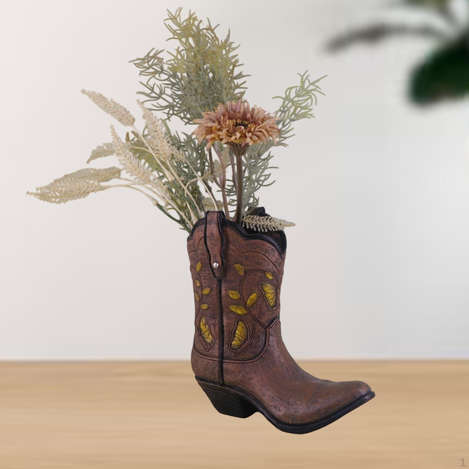 

Boot-Shaped Resin Vase for Floral Displays Home Accent Table Centerpiece коричневый