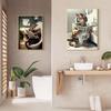 Funny Bathroom Humorous Animal Bear Dog Tiger Sitting On Toilet Reading Newspaper Canvas Painting Posters and Prints Wall Art