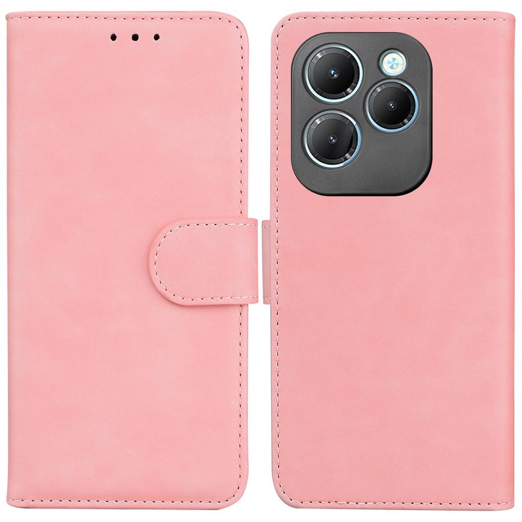 For Infinix Hot 40/40 Pro Shockproof Case Solid Color Leather Wallet Flip Phone Cover