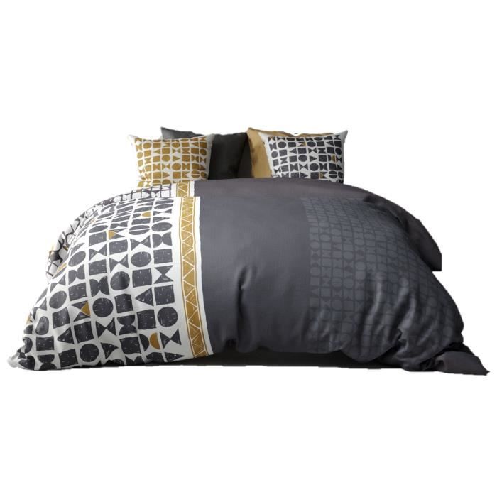 Housse de couette - Union - 220x240 cm - 100% Coton - Reversible - 2 Taies 63x63 cm
