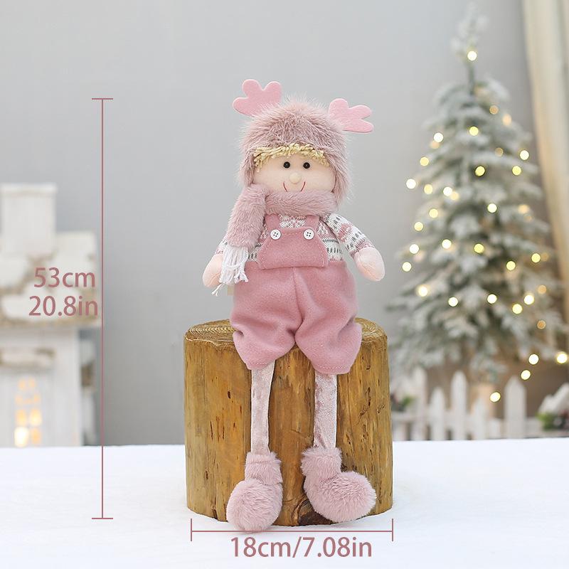 Růžový vánoční látkový panáček s parohy - Stojící ozdoba pro chlapce nebo dívku