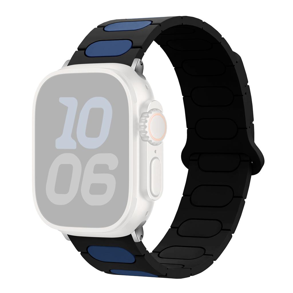 Oval Design Magnetic Strap for Apple Watch Series 11 10 42mm / 9 8 7 41mm / SE3 SE2 SE 6 5 4 40mm / 3 2 1 38mm Silicone Watch Band Dual Color