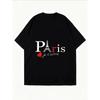 White T Shirt Paris Love Print Graphic Tee For Casual Wear And Travel Outfits