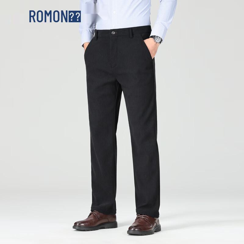 ROMON Men s Corduroy Straight-Leg Plush Lined Casual Pants 34