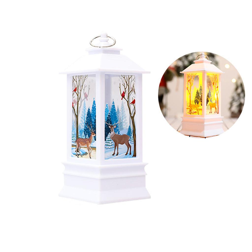 Christmas Lantern Ornament Santa Claus Snowman Elk Night Light Xmas Decorations New Year Gift