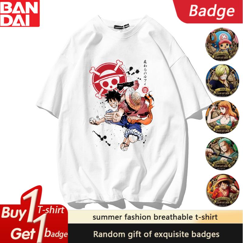 ONE PIECE Peripheral Clothes Boys Nika Luffy Fivespeed Sauron Trend Loose Mens and Womens Summer Trend Shortsleeved Tshirt