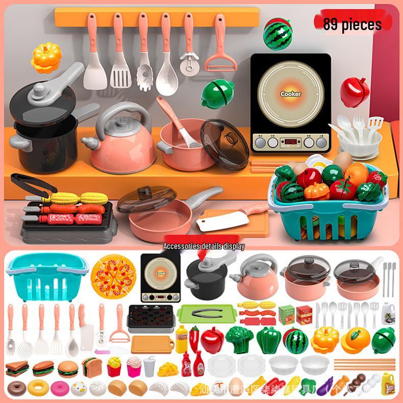 Kids' Educational Kitchen Play Set: Cutting Fruit & Tableware