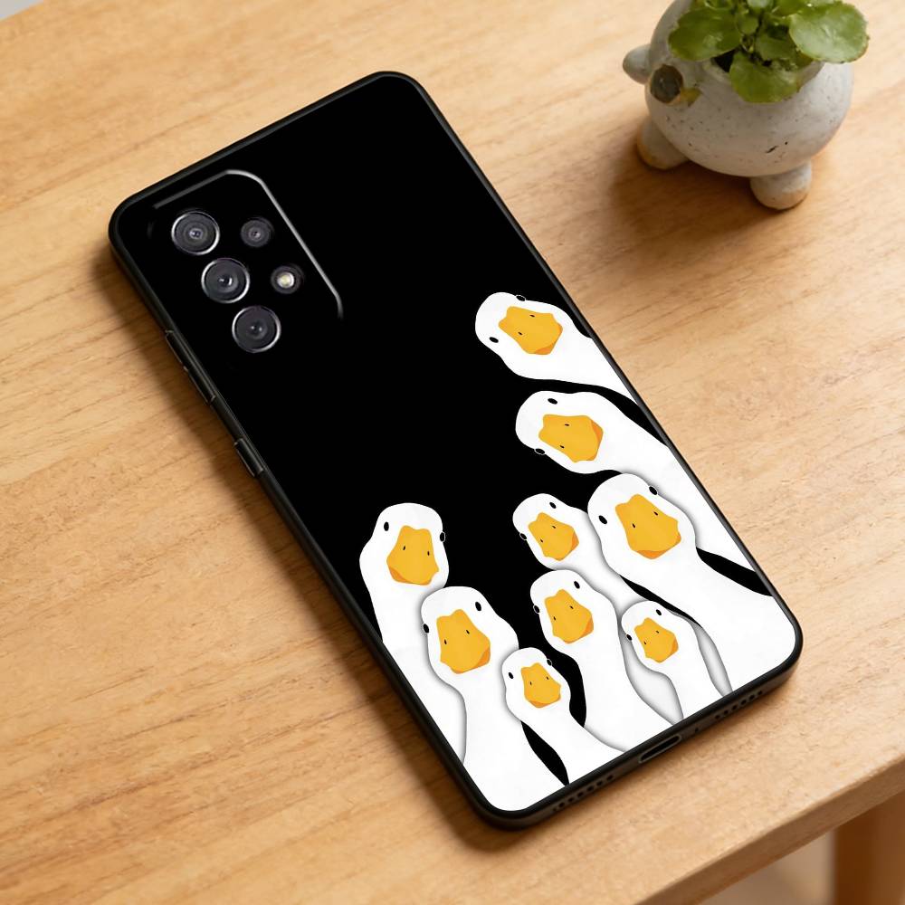 Cartoon Cute Goose Phone Case For Samsung Galaxy A73,21,22,32,71,53,52,51,80,5G Soft Black Cover