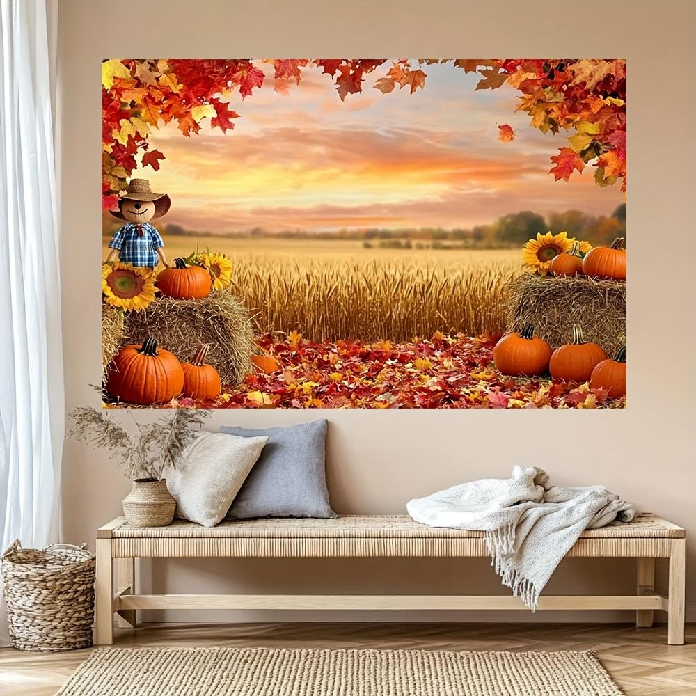 1 Thanksgiving Herbsternte Landschaft Party Banner - Lebendiger Herbst Thema Hintergrund Außen Dekoration