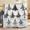 Mid-Century Modern Fighter Jet Design Flannel Throw Blanket - Soft All-Season F-22 Raptor To F-16 Falcon Collection - Aviation