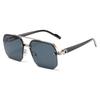 Men's Half-frame Double-beam Driving Sunglasses Simple Style Classic Versatile Anti-ultraviolet Sunglasses
