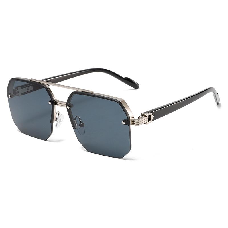 Men's Half-frame Double-beam Driving Sunglasses Simple Style Classic Versatile Anti-ultraviolet Sunglasses