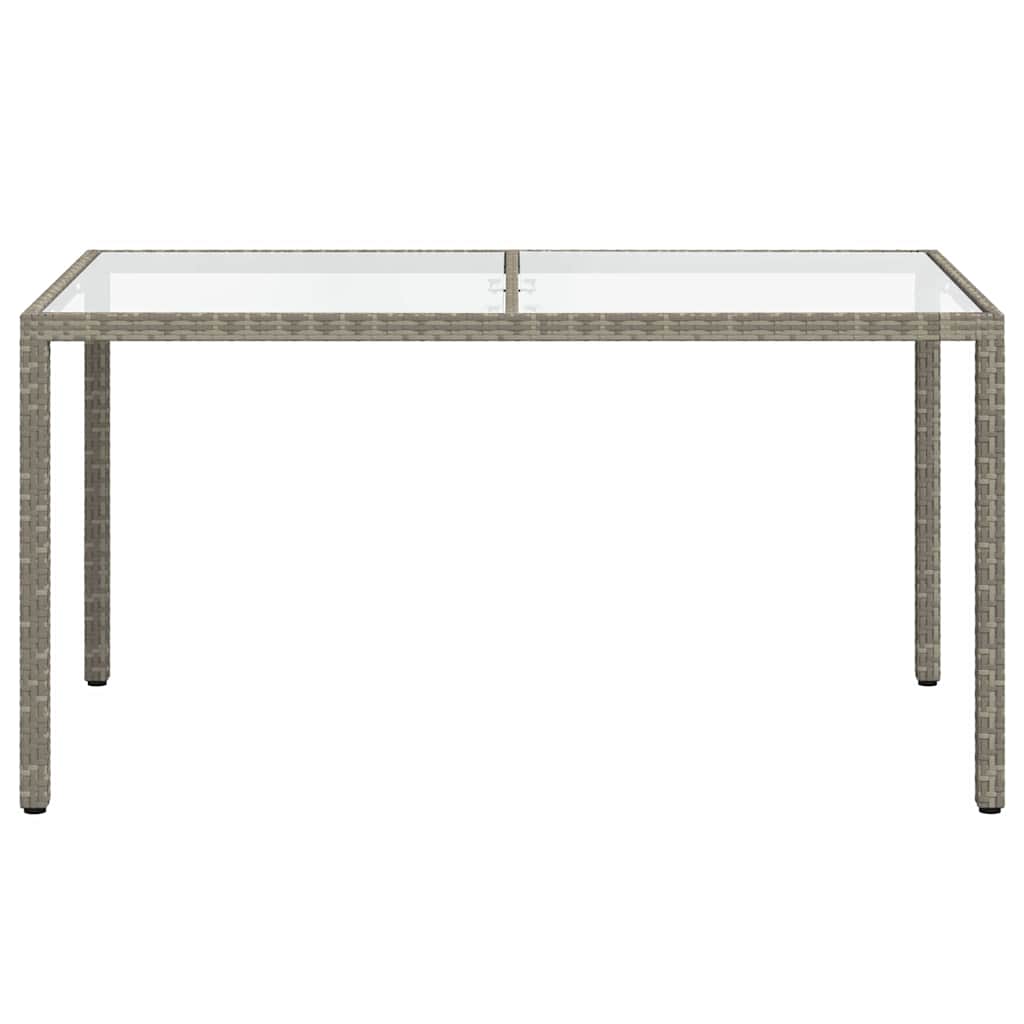 Vidaxl Stół Ogrodowy, 150X90X75 Cm, Szkło Hartowane I Rattan Pe, Szary