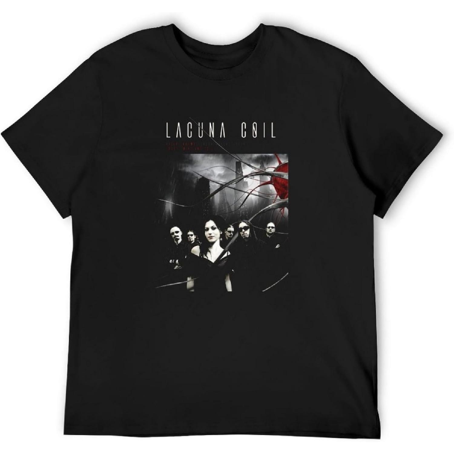 Danshaosu Lacuna Coil Band Vocalists Metal in A Reverie Flat Lifespan Vintage T Shirt Short Sleeve Funny Top Black S
