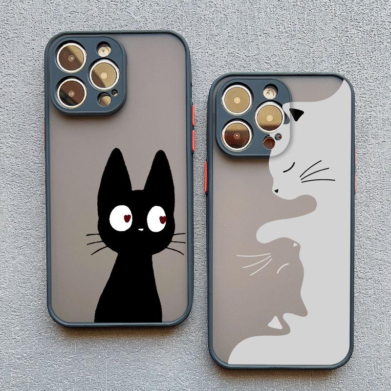 Black And White Cat Luxury Phone Case For Iphone 15 14 Pro Max Plus 13 12 Mini Pro Max 11 X XR XS 8 7 Plus SE2 Shockproof Covers