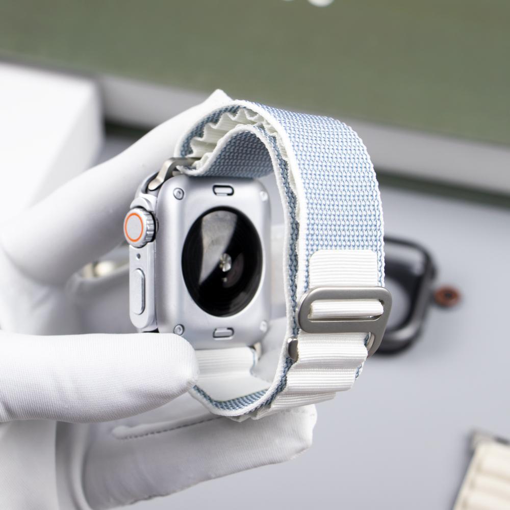 Correa de nailon con cubierta de vidrio para Apple Watch, carcasa de 44mm, 45mm, 40mm y 41mm, Protector de pantalla con correa, IWatch Series 56 Se 7 8, giro a Ultra