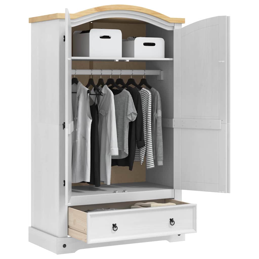 Corona Weißer Kleiderschrank mit Schubladen 101 x 52 x 170 cm
