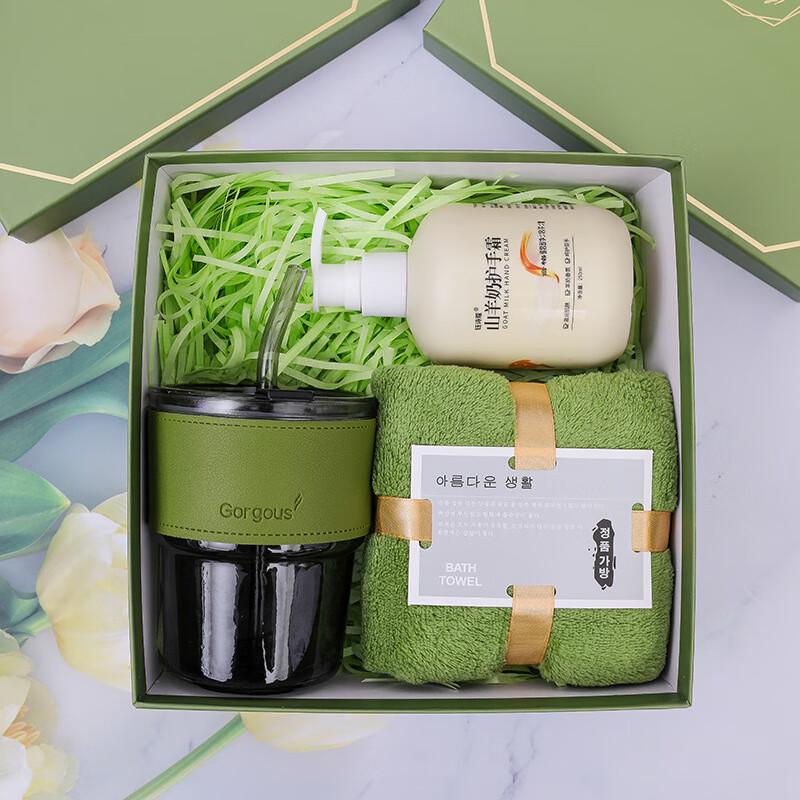 Forest Green Glass Water Cup Gift Set D8