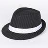 Middle-aged Men's Striped Top Hat, Solid Color Jazz Hat, Suit Material Hat, Wide Brim Design, Wide Brim Sun Hat, Large Brim.