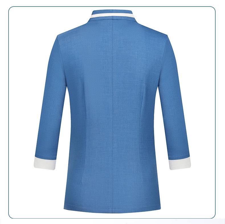 Women's Three-Quarter Sleeve Hotel Attendant Uniform with Print Embroidery