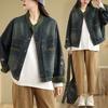 2024 Women's Loose Korean Style Embroidered Denim Jacket with Stand Collar and Long Sleeves