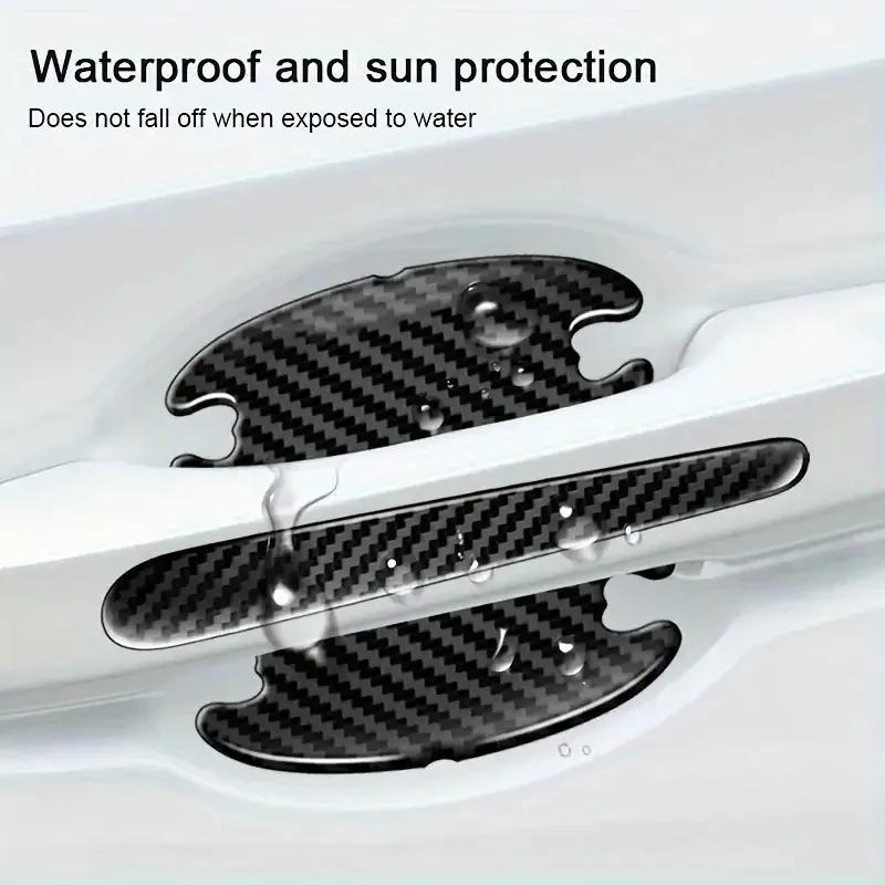 Car Door Handle Bowl Protective Stickers Carbon Fiber Pattern Decals Car Body Anti Collision Scratch Protector Sticker
