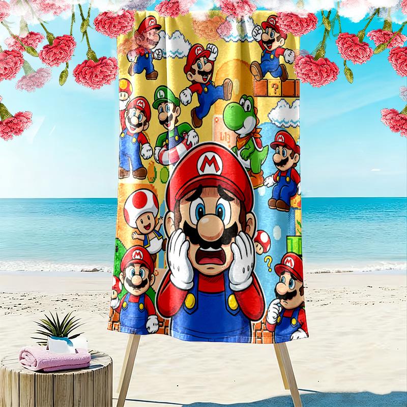 Super Bros Print Beach Towel, Large Soft Quick Dry Towel for Beach Camping Swimming