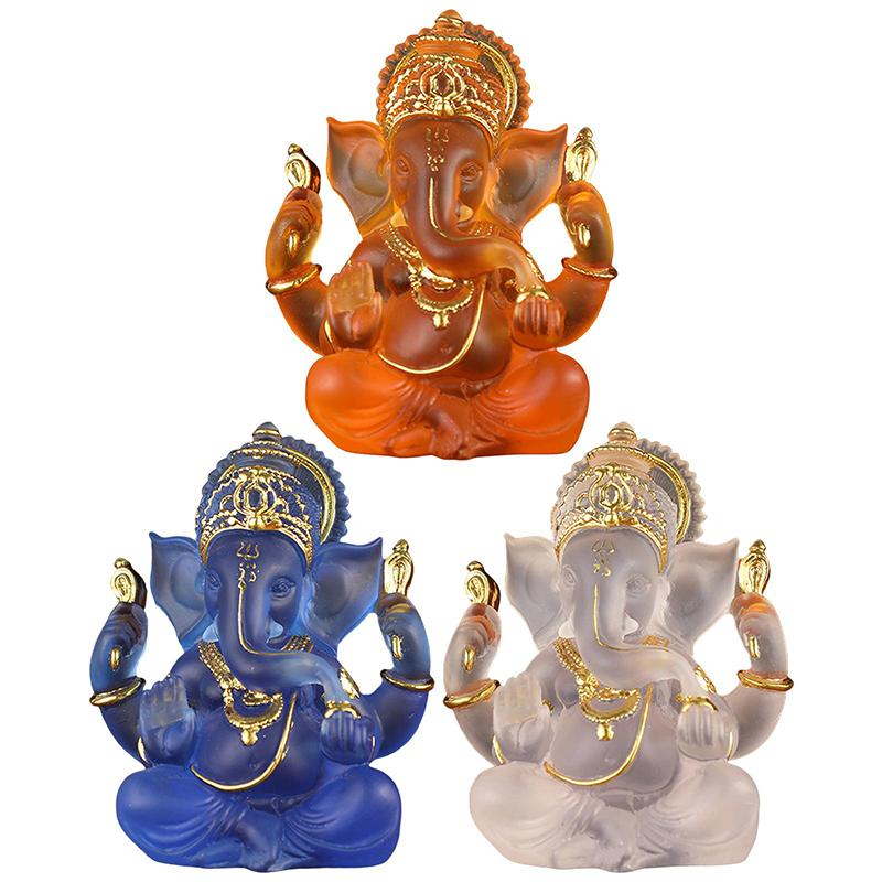 Clear Lord Ganesha Statue Elephant Hindu Sculpture Figurines Resin Home Garden Decoration Buddha Statues Ornament
