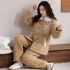 Winter padded pajamas women's three-layer thickened coral fleece padded jacket autumn and winter flannel loungewear warm suit