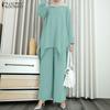 Women Long Sleeve Irregular Blouse and Pants Casual Two Piece Suit Sets