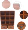 9 Compartment Wooden Storage Cabinet, Vintage Wooden Display Organizer with Two Drawer, Wall Mount or Freestanding