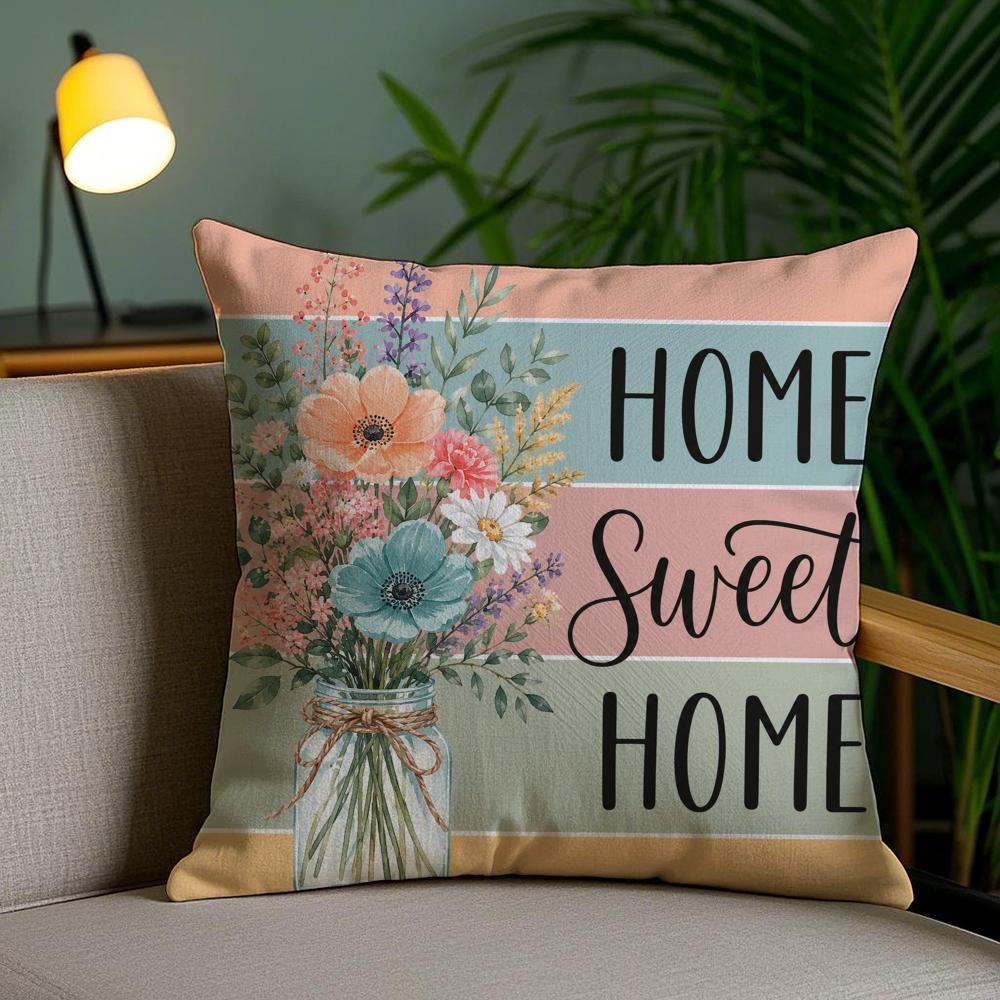 Bouquet of Flowers Cushion Cover Short Plush Soft DoubleSided Printing Pillow Case Cozy Sofa Bedroom Home Decor Gift