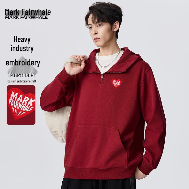 

Mark Fairwhale Men s Heavyweight Embroidered Half-Zip Hooded Sweatshirt M