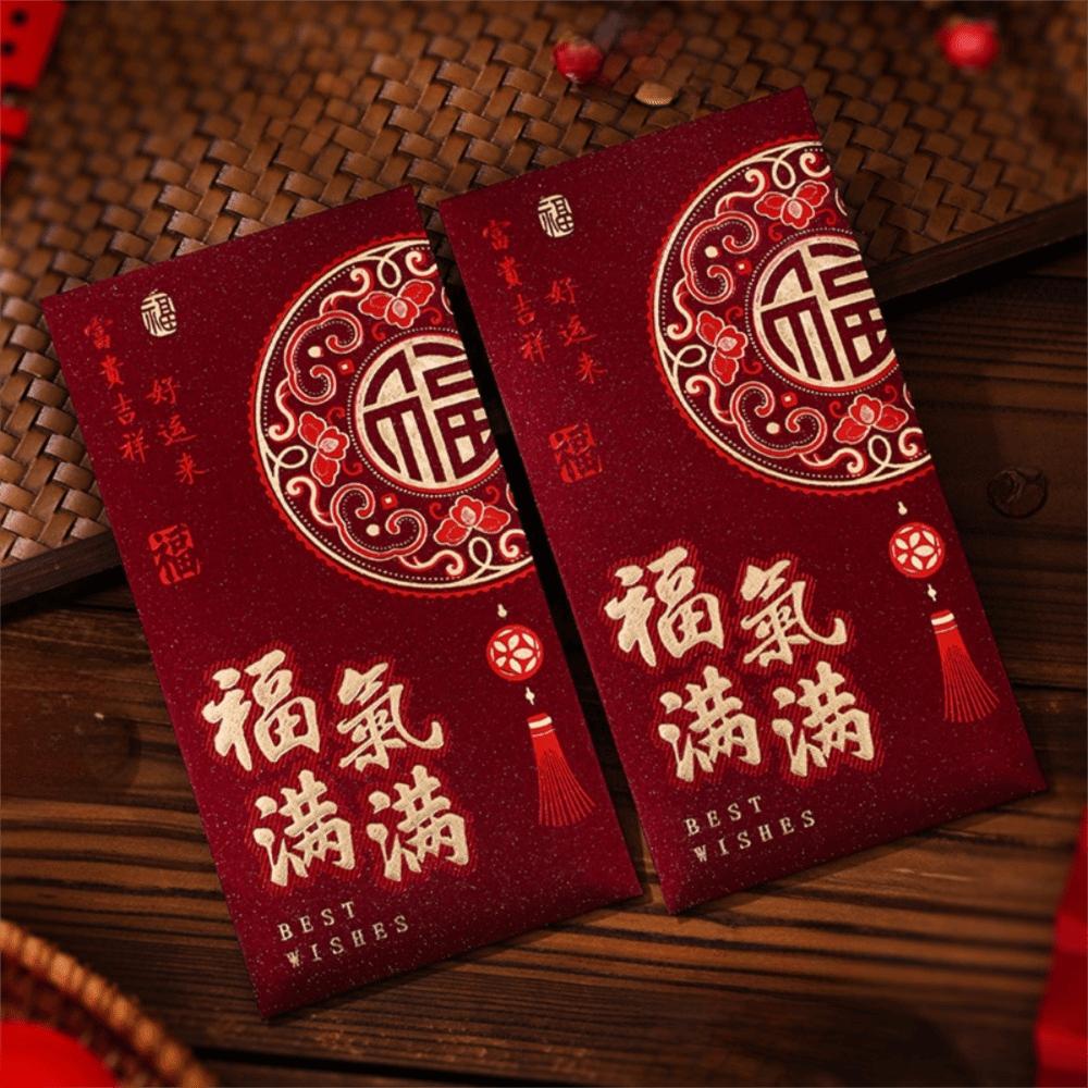 6pcs Blessing Gift Hot Gold 2026 Horse Year Red Envelope Art Paper Hongbao Red Packet Traditional Gift Envelope Lunar Year