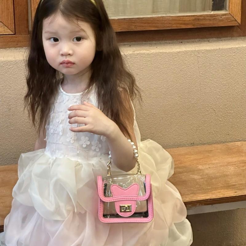 Transparent Handheld Pearl  Handbag Childhood Fun Stitching Single Shoulder