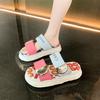 Fashion New Platform Slippers Summer Luxury Increase Flat Shoes Woman Fashion Graffiti Beach Sandals Metal Buckle Slippers Slides Women