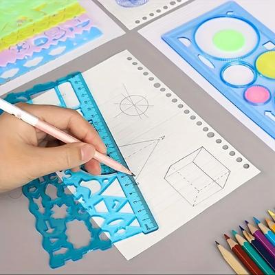 4/7 Stück Multifunktionslineal Geometrische Spiralzeichenschablone Kunsthandwerk Kindergeschenk Lernspielzeug Vielseitiges Lineal
