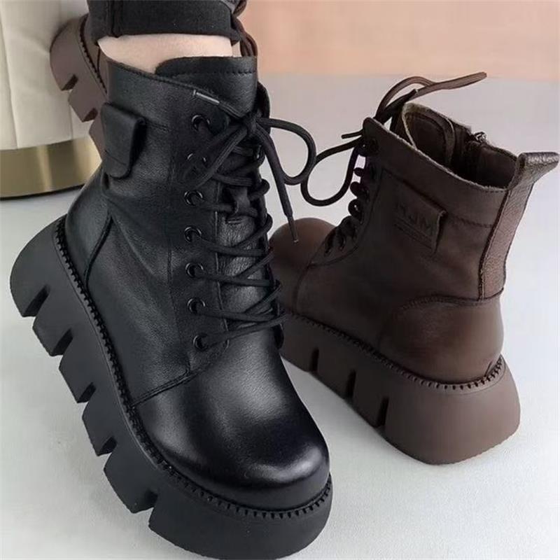 Soft Leather and Down-lined Snow Boots, Women's Shoes, New Style, Casual, Anti-slip, Cotton Boots