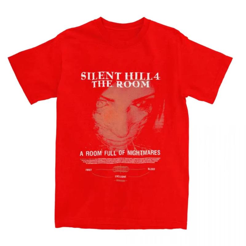 Summer Round Neck Fashionable Tshirt Logo Oversized Top Silent Hill V Tshirt Couple Horror Video Game Retro Cotton Tshirt