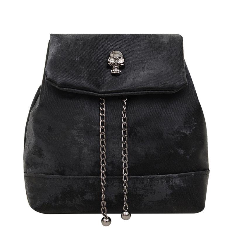Schoolbag Autumn New Pump with Bucket High Value Casual Backpack Personalized Skull Chain Backpack Trend Small Bag