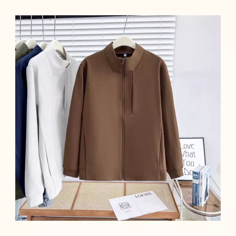 Export Original Lu Family New Arrival Italian Spring & Fall Stretch Zipped Stand Collar Jacket Outwear Fashion Casual Top Men and Women