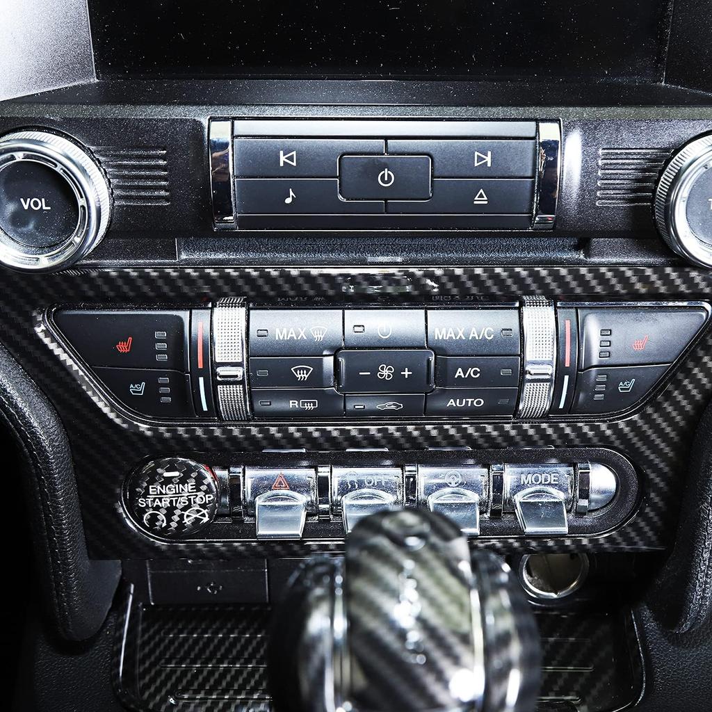 RT-TCZ Carbon Fiber Center Console Multimedia Panel Decoration Trim Sticker Accessories for Ford Mustang 2015 2016 2017 2018 2019 2020 2021 2022