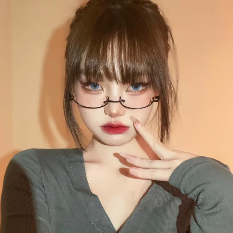 Metal Frame Half Frame Without Lens Girls Chic Cosplay Party Decoration Eyewear New Vintage Glasses Y2K Metal Photography
