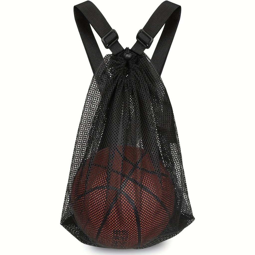 Outdoor Adventures, Versatile Sports Ball Mesh Backpack Drawstring Closure Ideal for Basketball Soccer Volleyball Baseball, Football Drawstring Bag