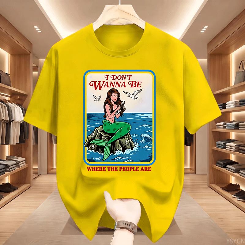 I Dont Wanna Be Where The People Are T Shirt Ocean Lover Tshirt Beach Aesthetic Tee Unisex Short Sleeve Round Neck Tshirts Tops