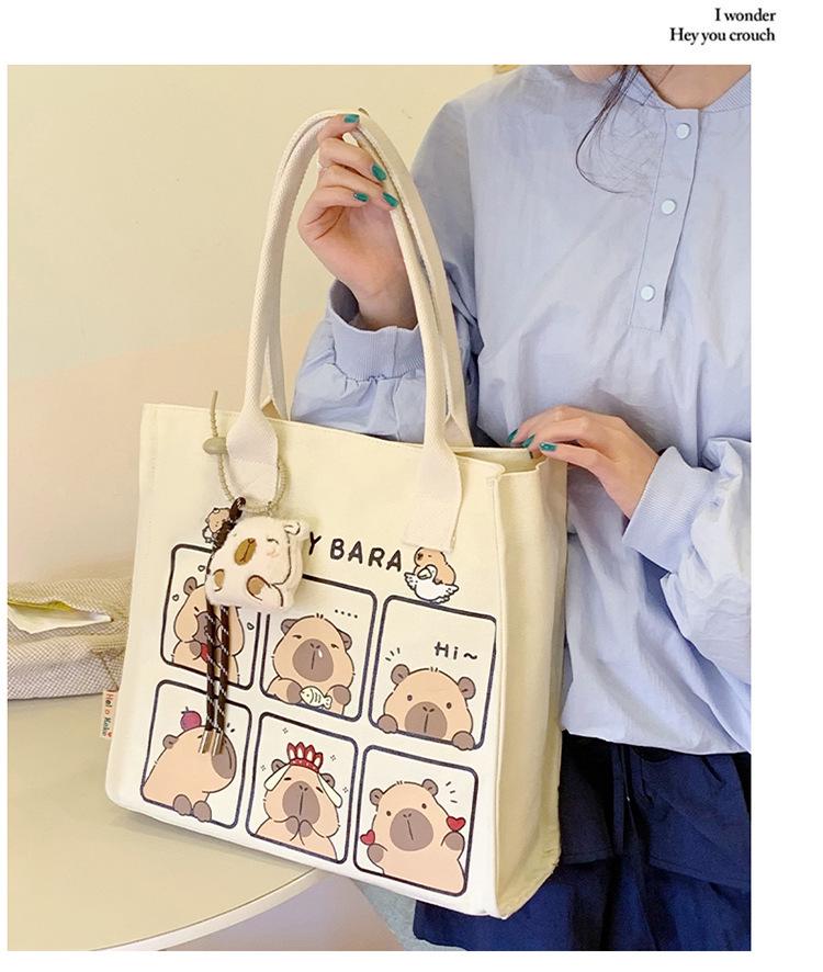 Korean Lazy Style Large Canvas Tote Bag - Fashionable, Versatile, High-End Women's Commuter Shoulder Bag