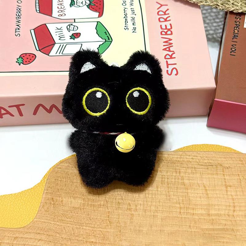 Cool Plush Black Cat Doll Toy Keychain Bag Pendant Charms Car Keyring Accessories For Women Couples Kawaii Gift