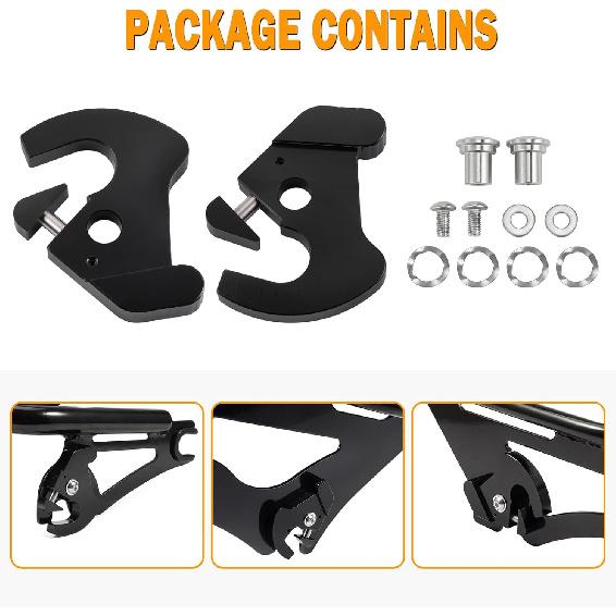PBYMT Black Detachable Mounting Luggage Rack Clips Sissy Bar Latch Clips Fit For Harley Davidson Softail Sportster Touring Street Glide Road King